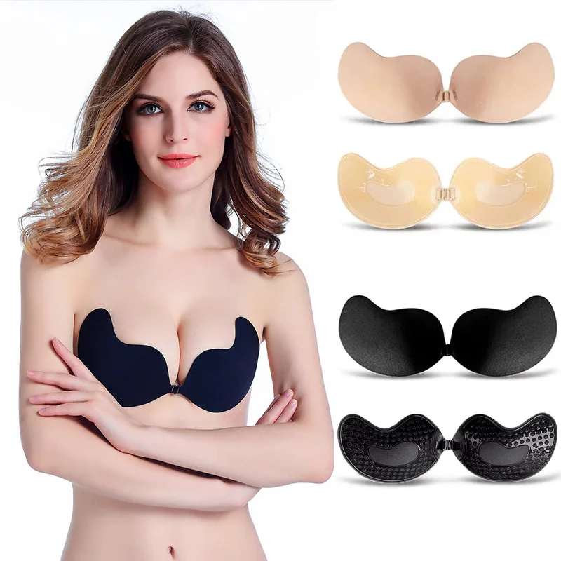 Push Up Bra Silicone - บราผู้หญิงเซ็กซี่ บราดันทรงแบบซิลิโคนไร้รอยต่อ ติดแน่น ไม่ต้องผูกสาย ไม่มีสายรัดด้านหลัง