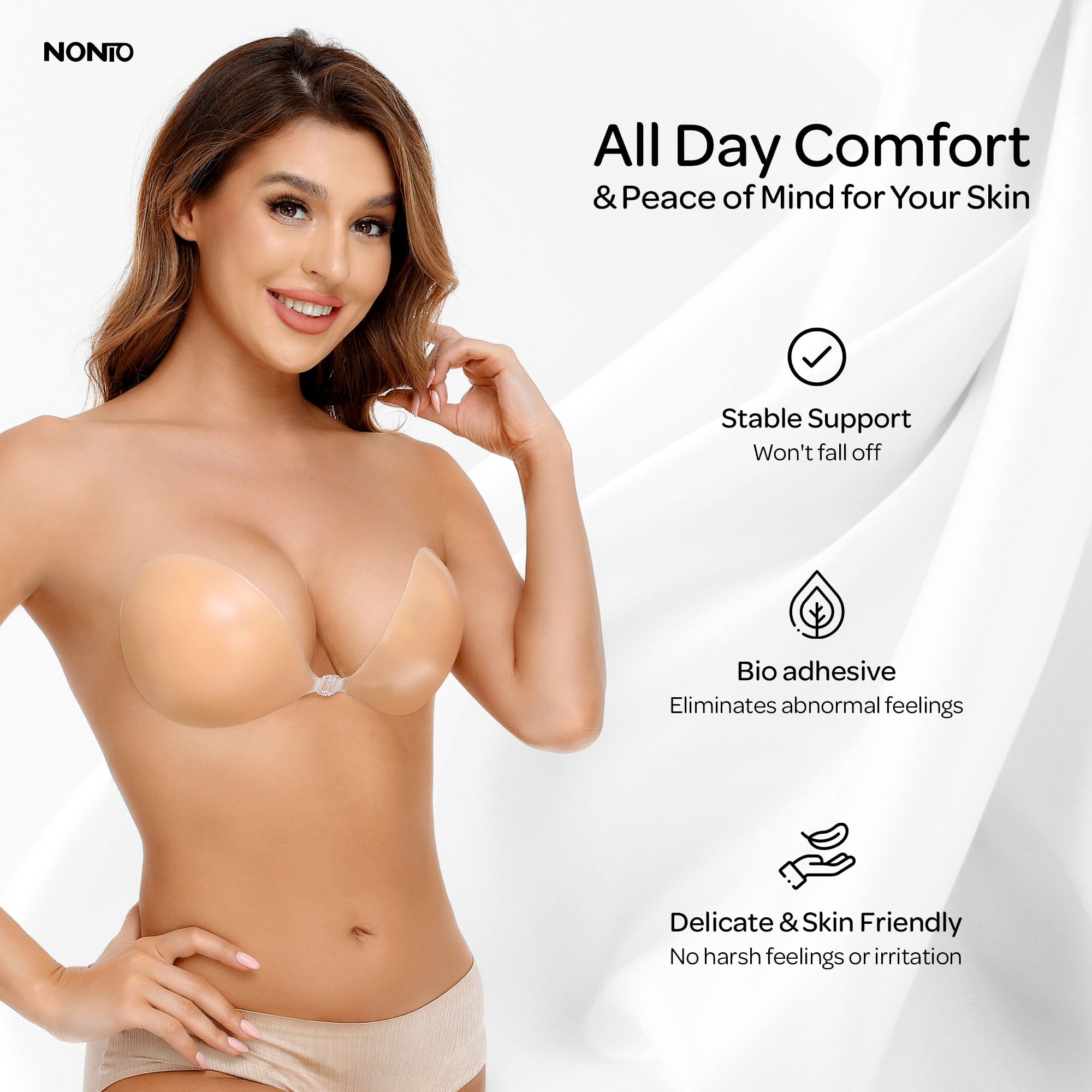บราซิลิโคนแบบแปะไร้สาย ยกกระชั - Backless Bra Sticky บทวิจารณ์และราคา